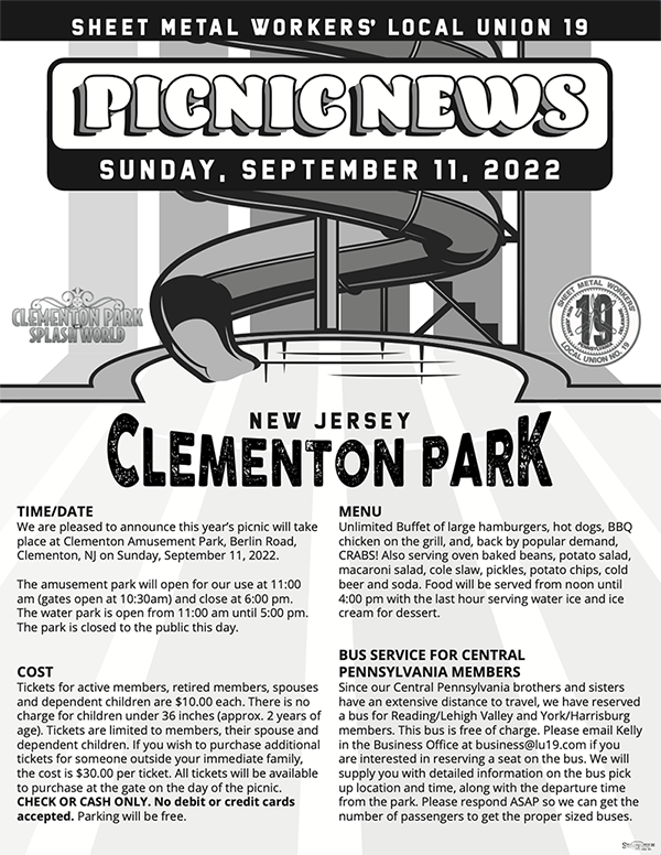 Clementon Park Splash World Picnic Flyer