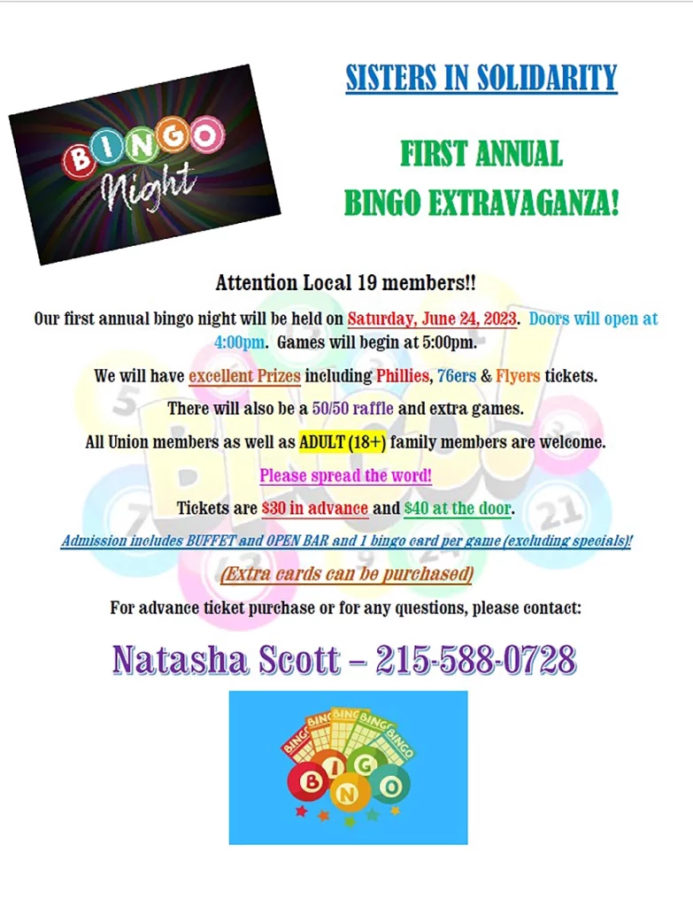 Sisters in Solidarity First Annual Bingo Flyer